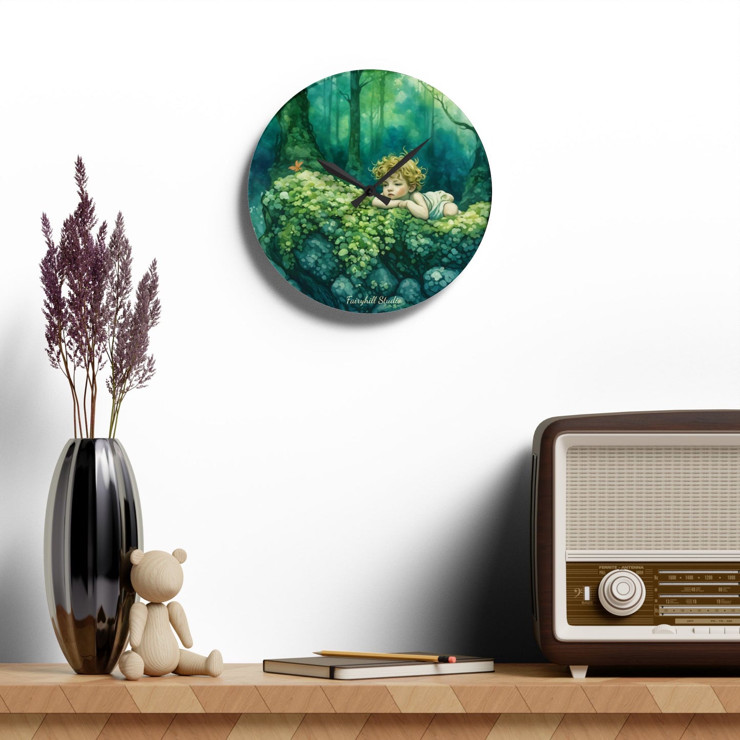Cherub in the woods Wall clock  Gift   Acrylic Wall Clock