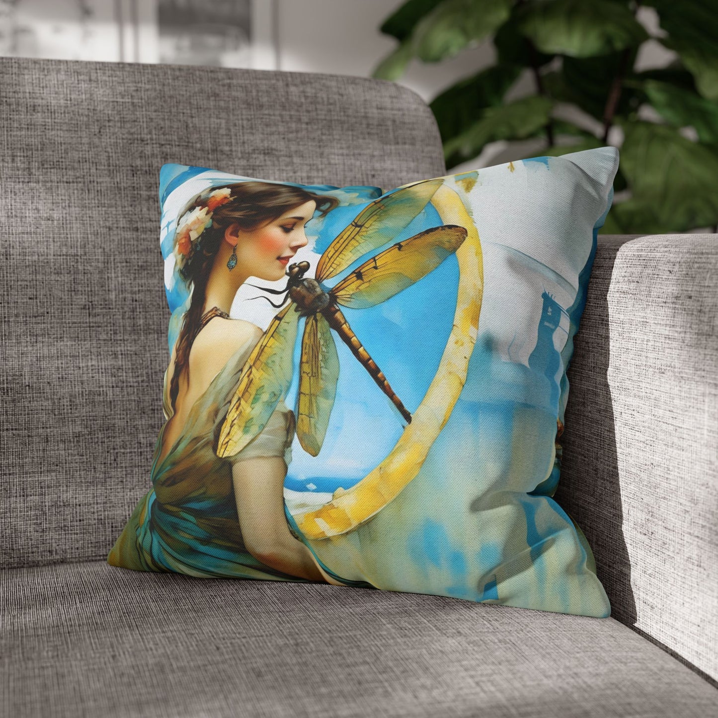 Elegant Dragonfly Art Pillowcase | Decorative Cushion Cover, Home Decor, Gift Idea, Bohemian Style, Christmas Decoration