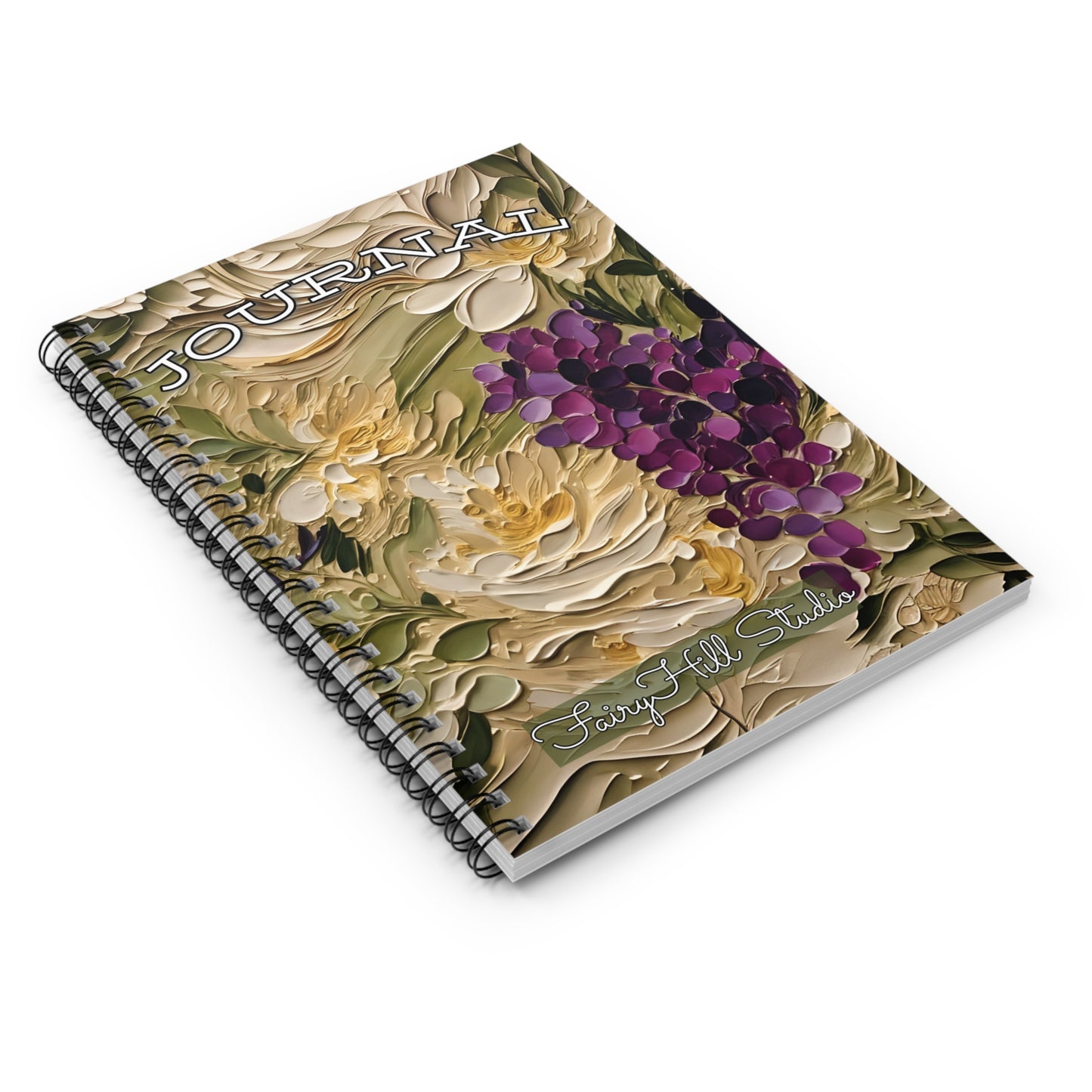 Spiral Notebook - Purple Grapes Impasto Art Ruled Line