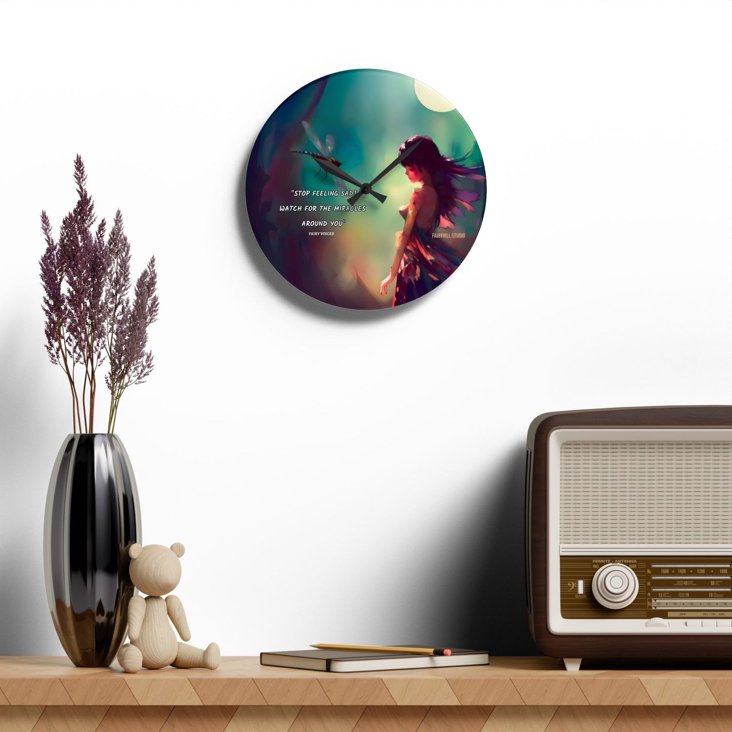 Art Wall Clock - Watch for the Miracles around you featuring Fairy voices/Nazan Saatci