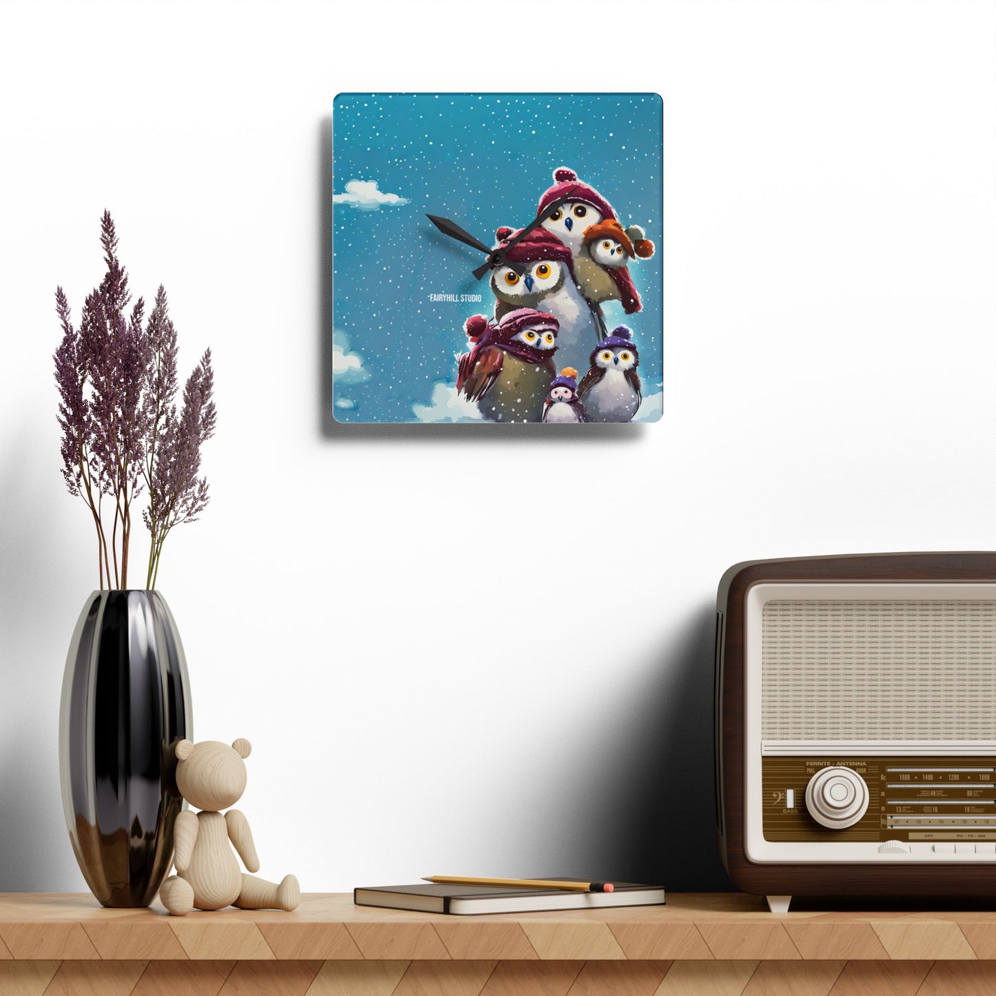 Acrylic Wall Clock Snow Penguins/Art