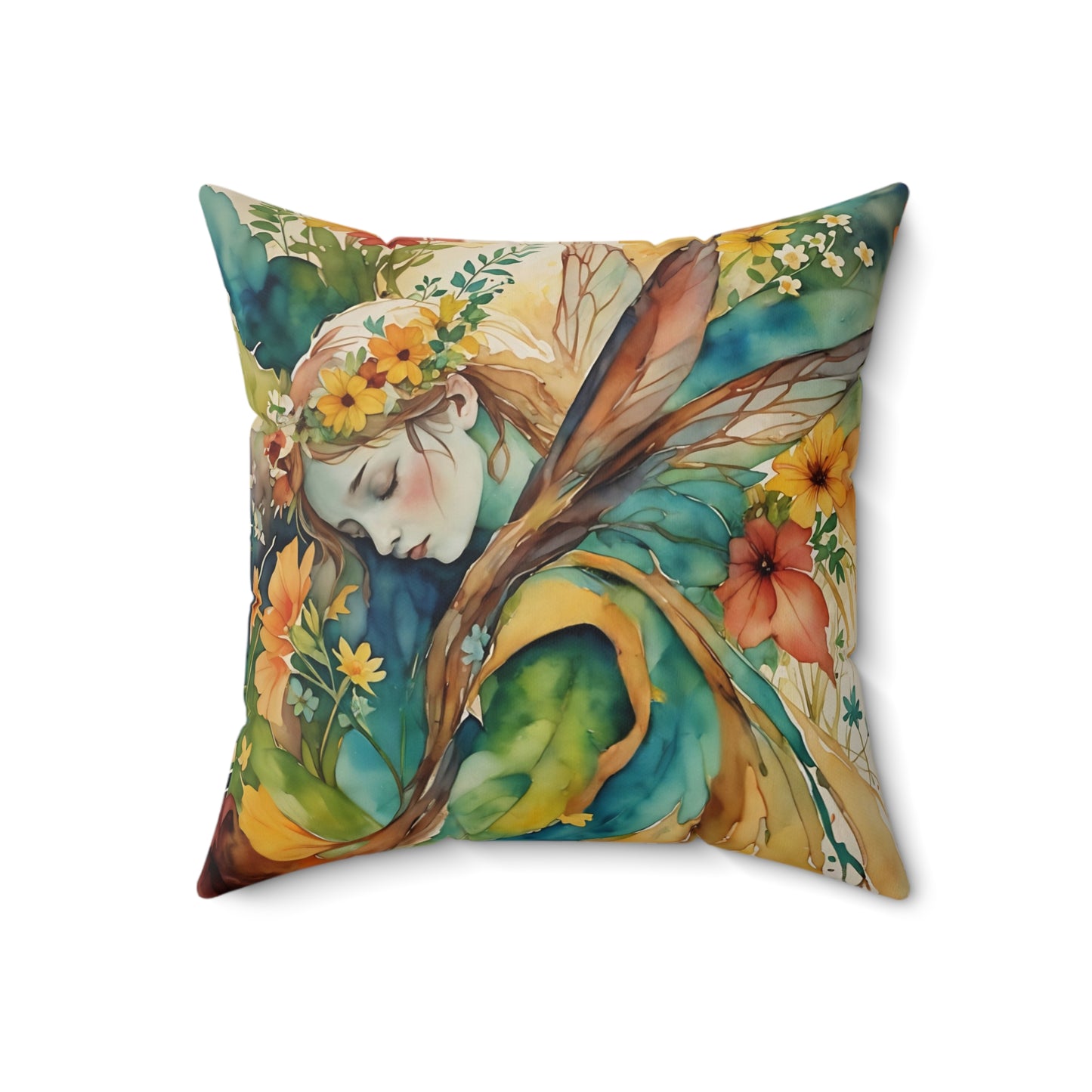 Square Pillow - Forest Angel/Fairy  Pillow Art by Fairyhill Studio