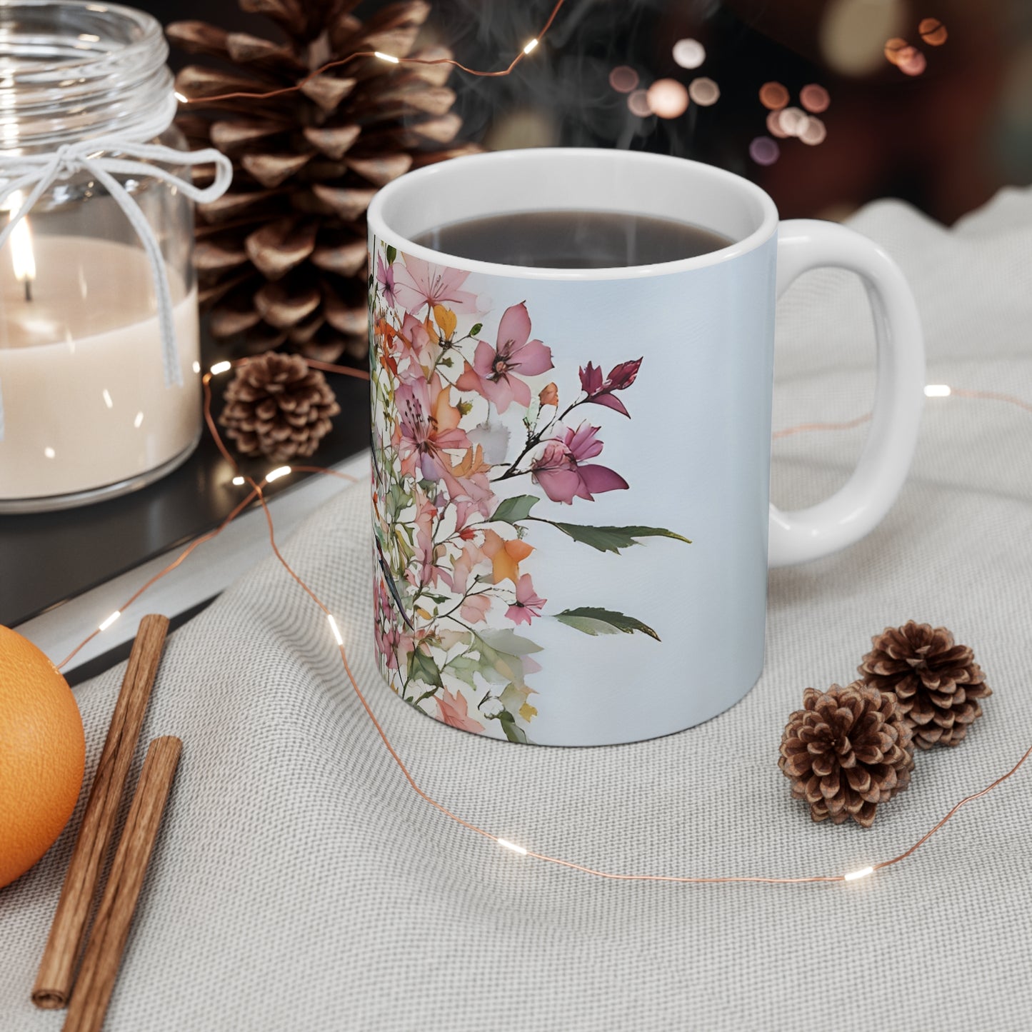 Mug - Elegant Wild Pink Flowers Floral Design