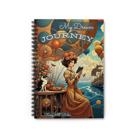 Spiral Notebook Journal - Victorian Girl Hot Air Balloon Journey Travel Journal