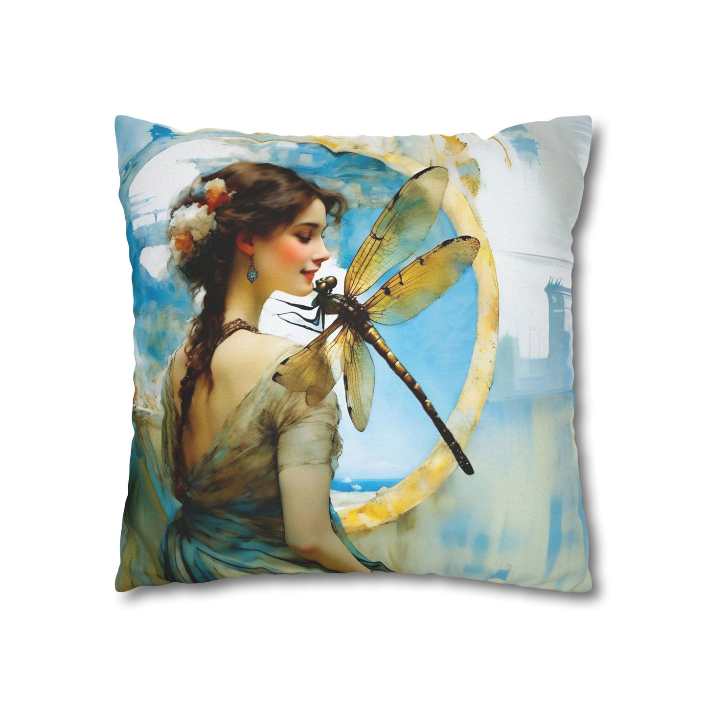 Elegant Dragonfly Art Pillowcase | Decorative Cushion Cover, Home Decor, Gift Idea, Bohemian Style, Christmas Decoration