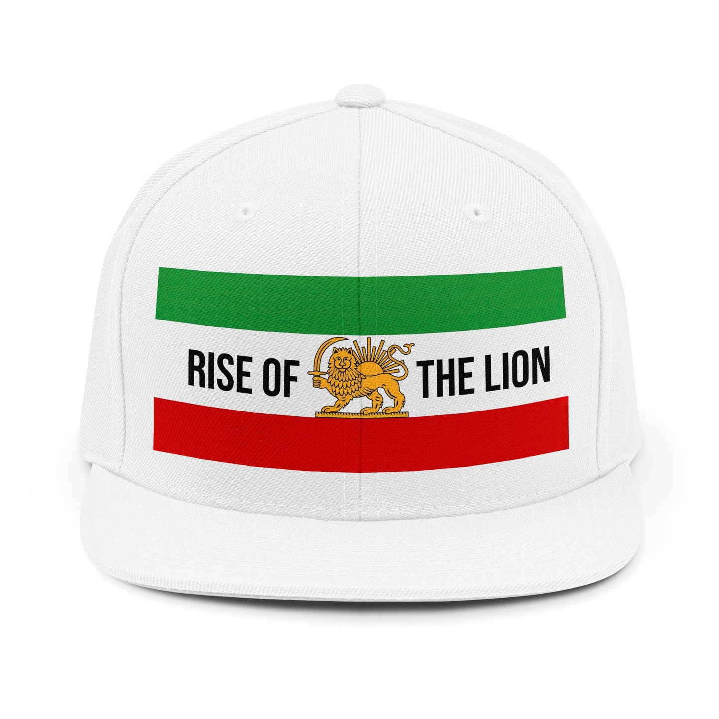 Iran Lion Flag Snapback Hat — Pahlavi Imperial Retro Tricolor Cap