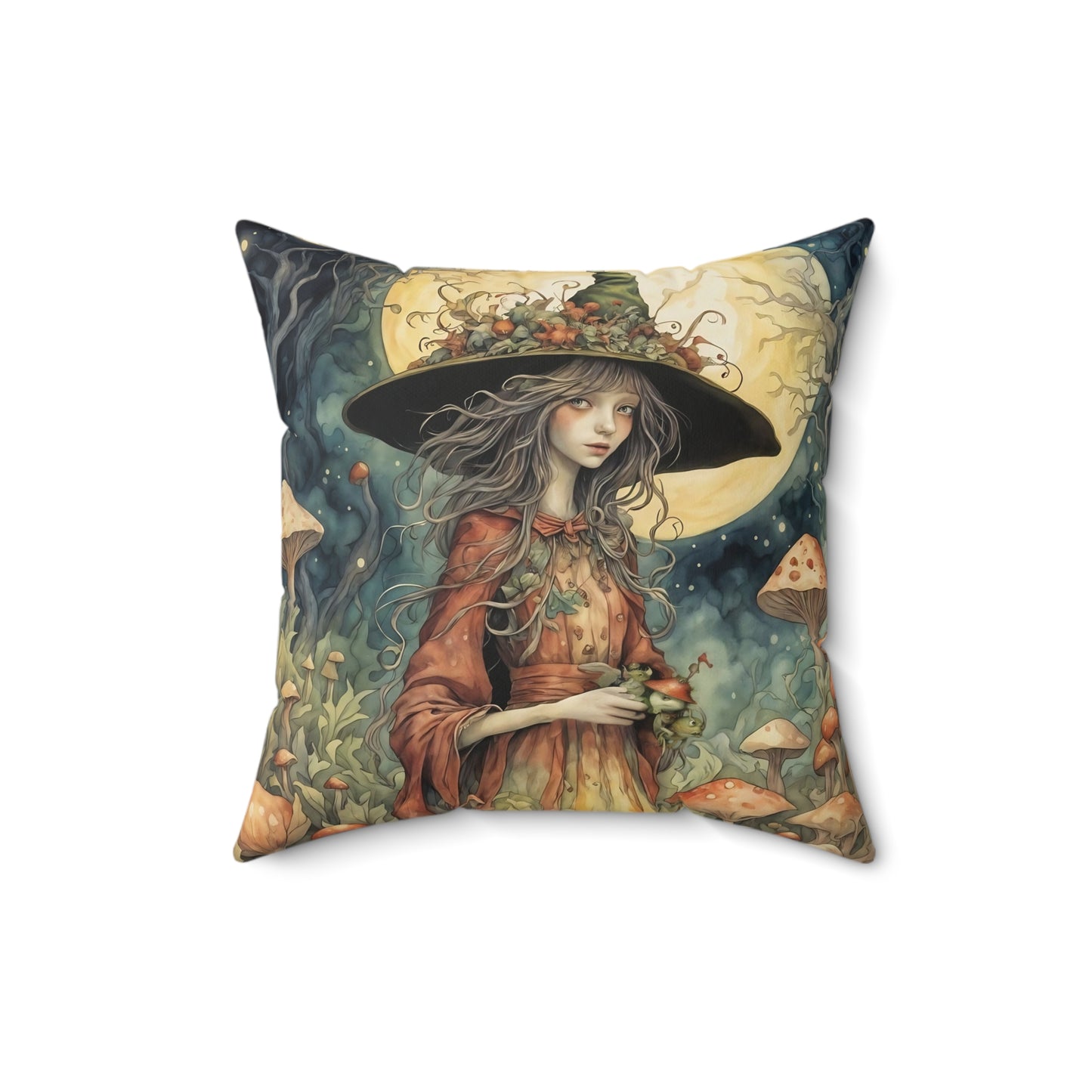 Moon Witch Square Pillow -  by Fairyhill Studio
