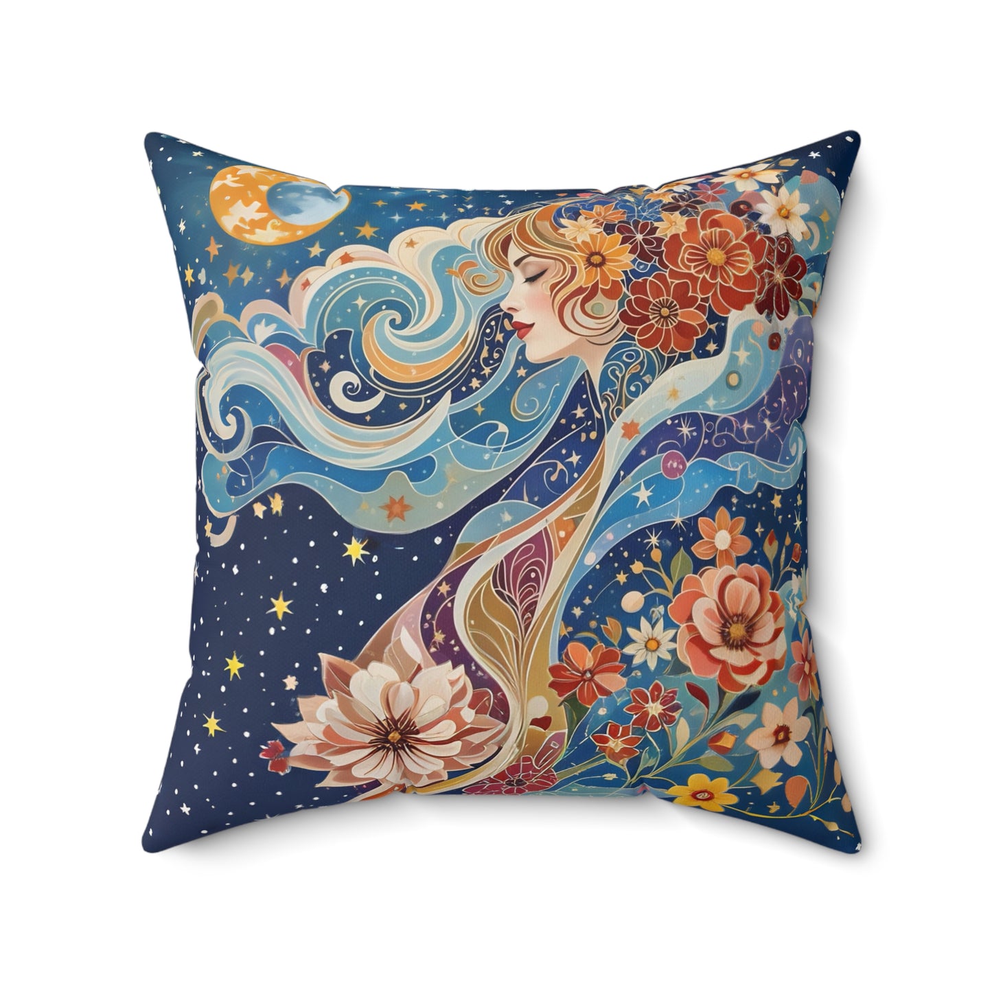 Celestial   Mindfulnes Square Pillow -  by Fairyhill Studio