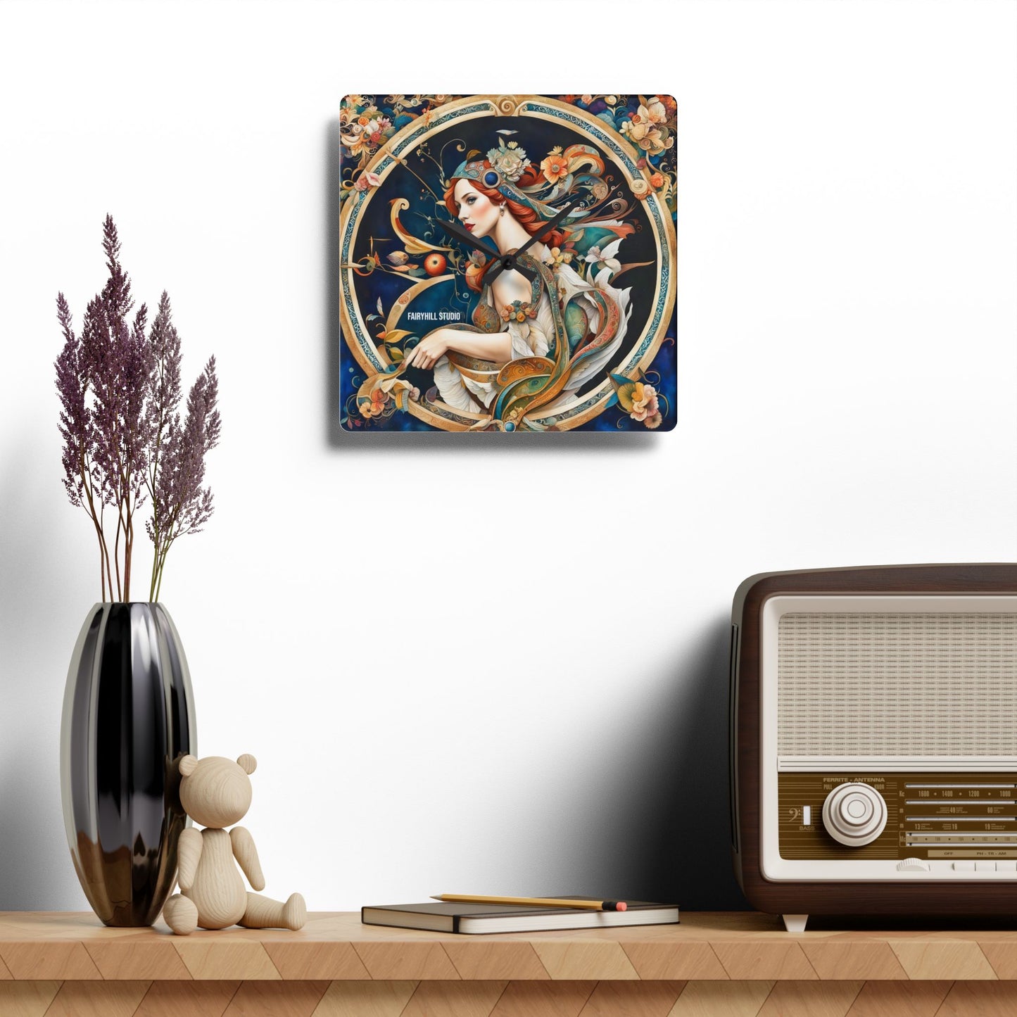 Sagittarius Acrylic Wall Clock - Horoscope/Art Featuring Archer Girl