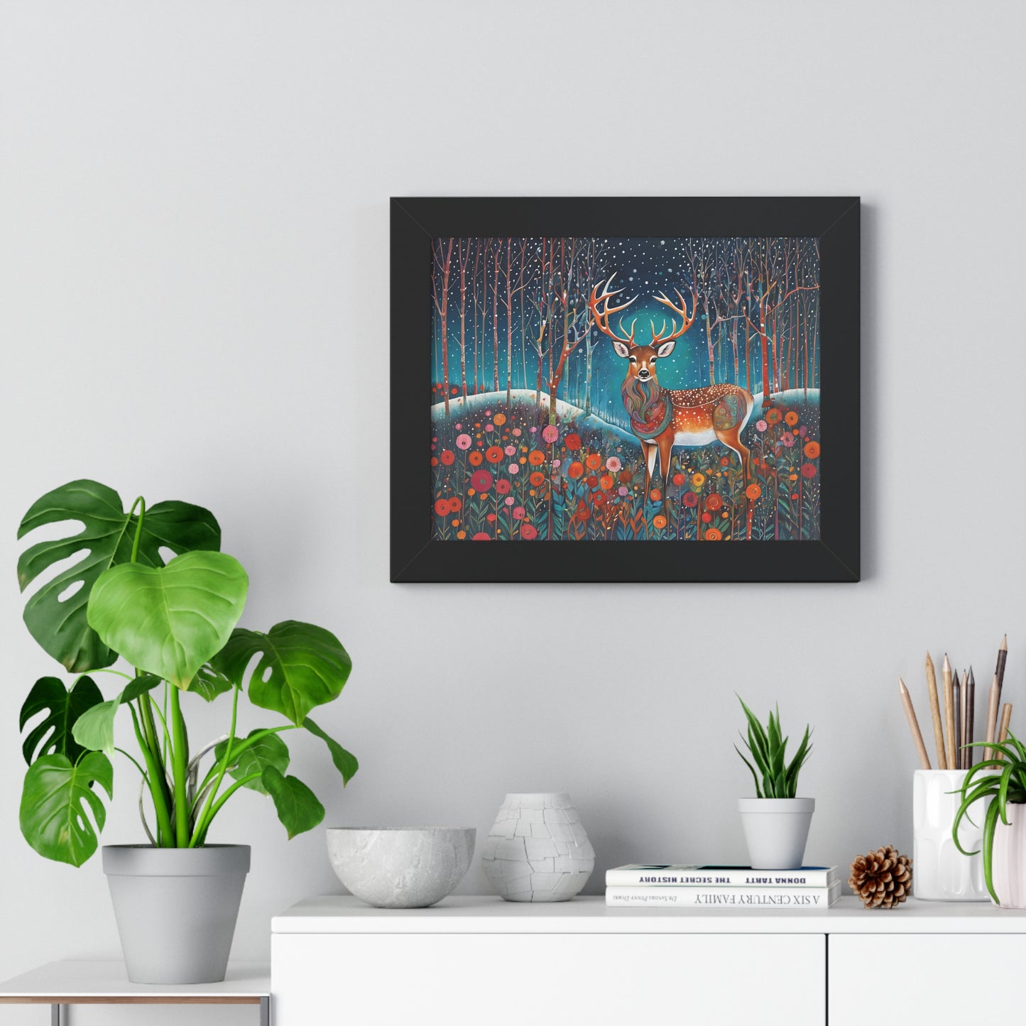 Framed Horizontal Magestic Deer  Poster Spiritual Rumi art Quote art by Fairyhill Studio