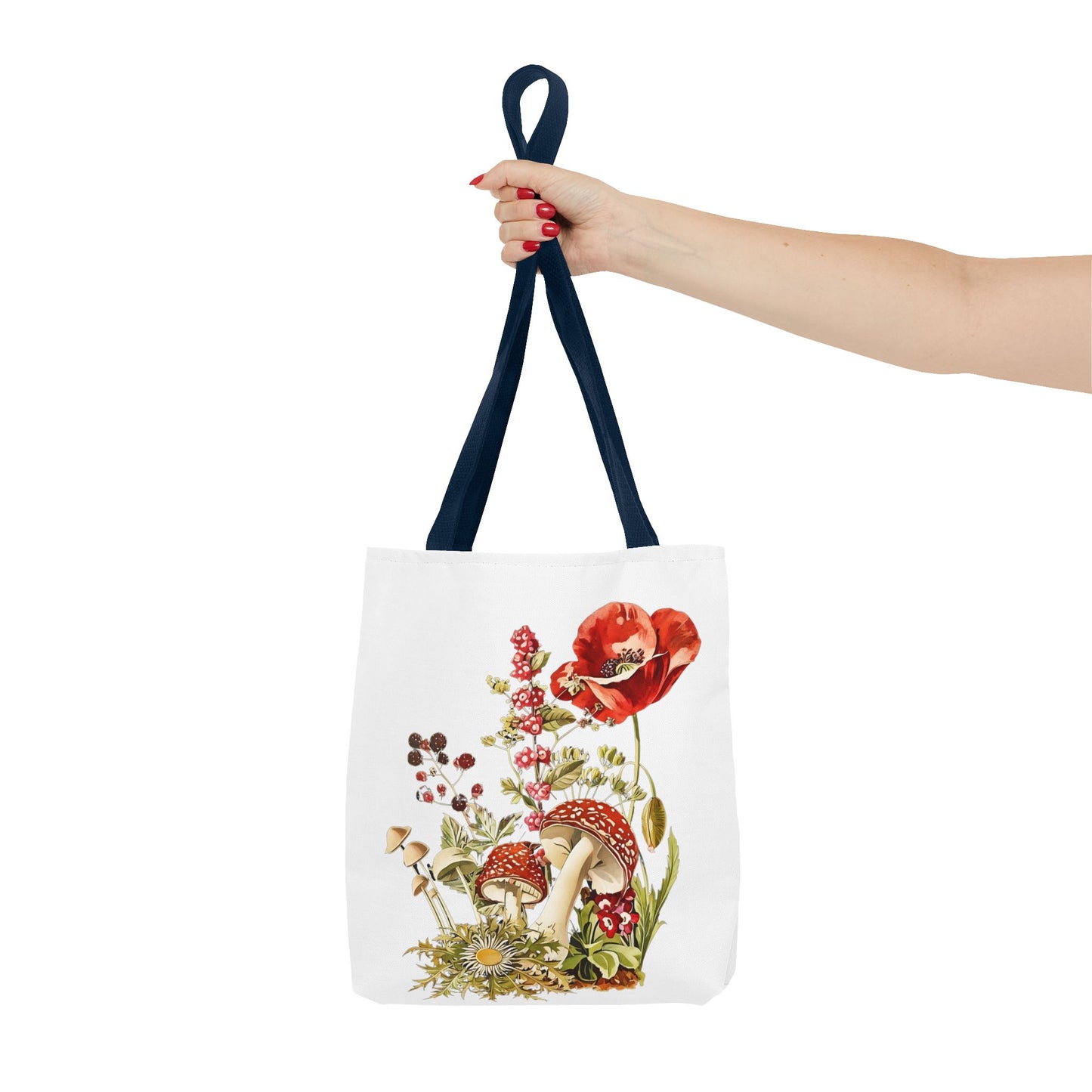 Tote Bag - Red Poppies and Amanita Muscaria Mushrooms Art Print