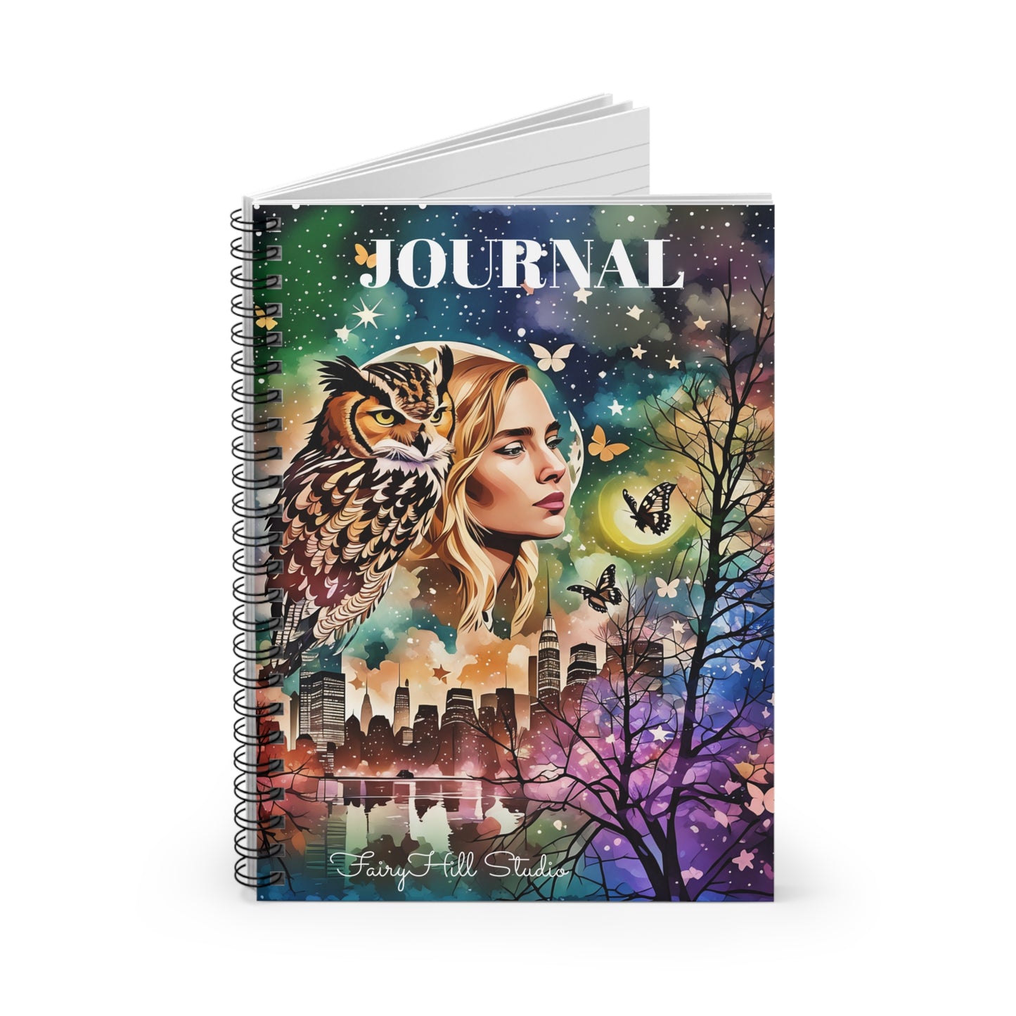 Spiral Notebook -Girl and the Spirit Animal Owl