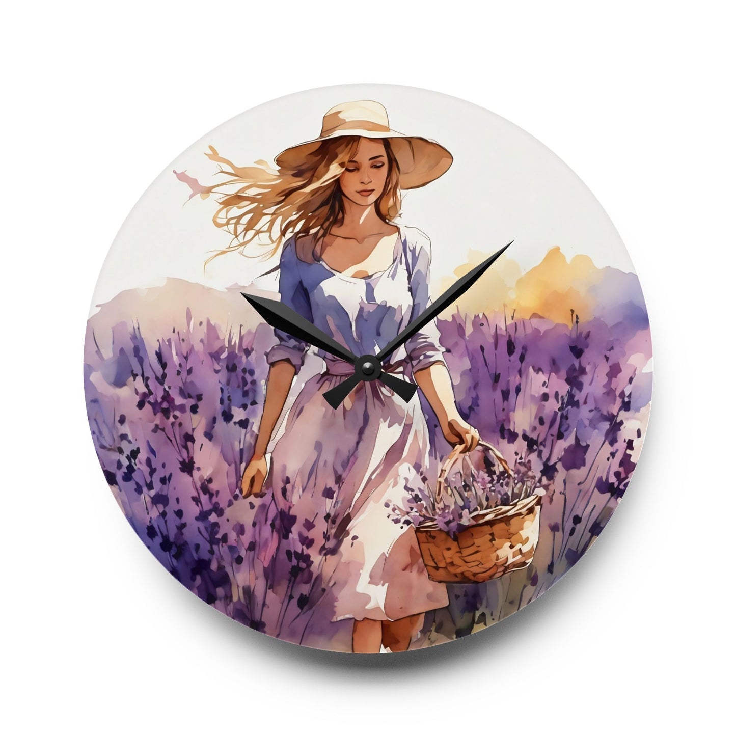 Lavender Field Acrylic Wall Clock