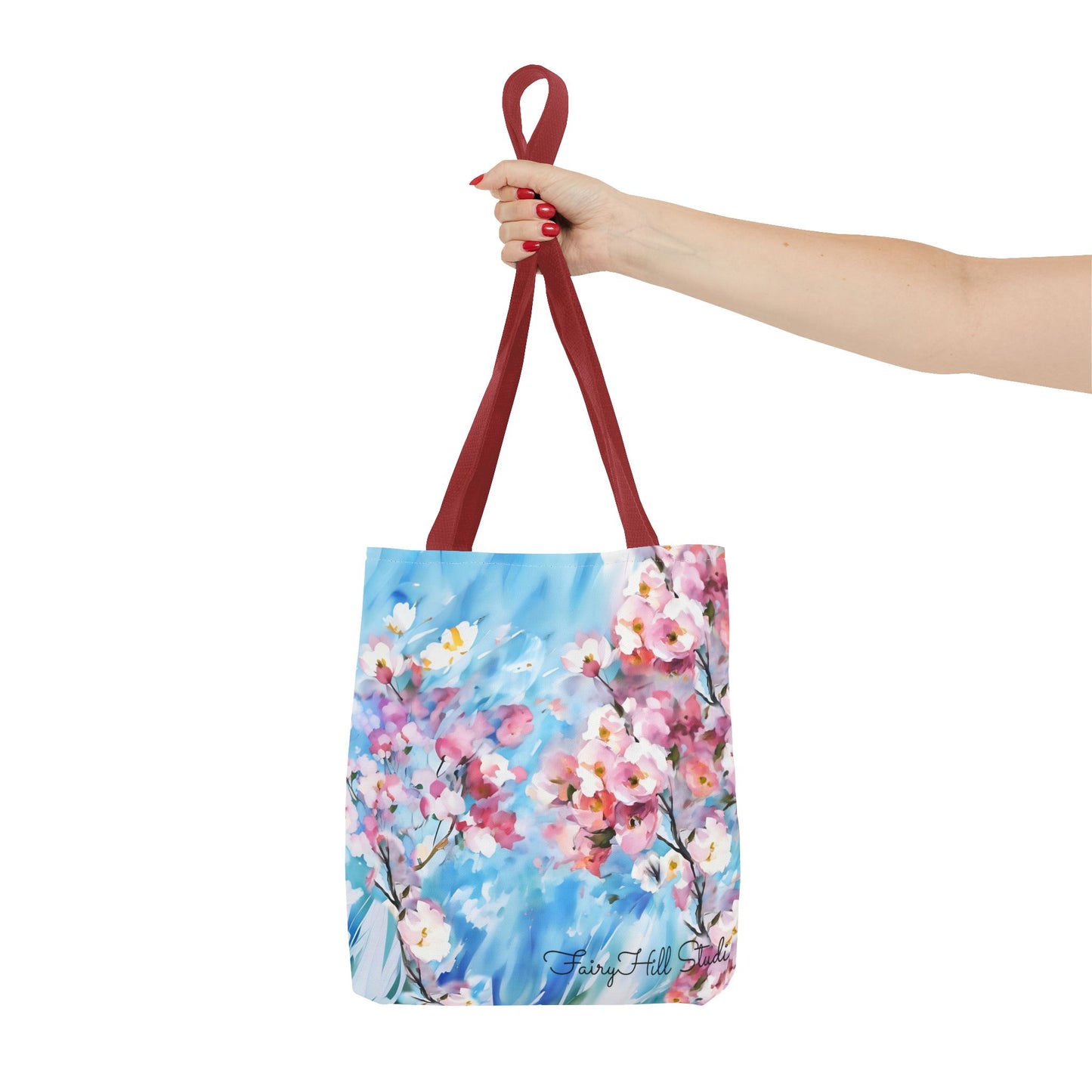 Canvas Tote Bag with Floral Cherry Blossom Design