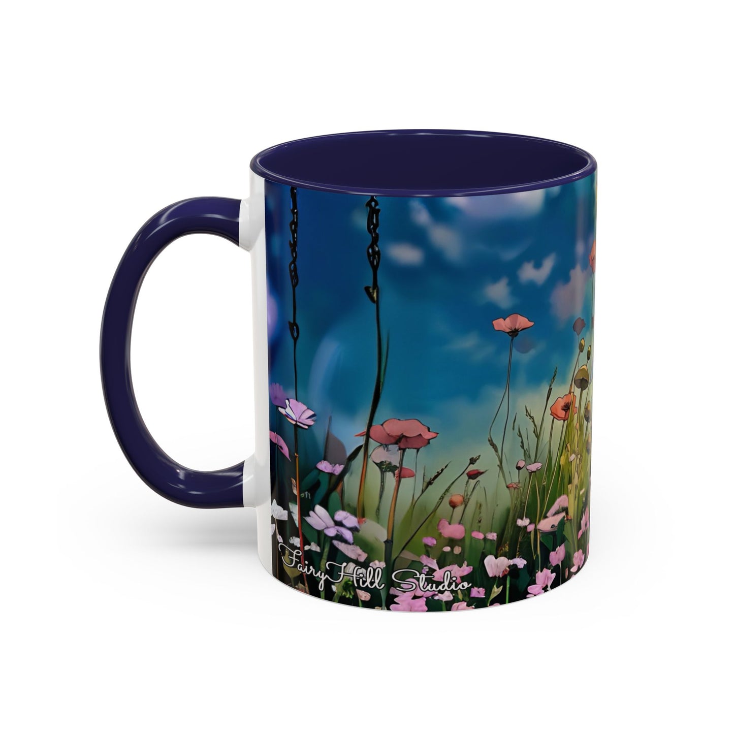 Mug - Lovely Romantic Girl Gathering Flowers in Summer Field