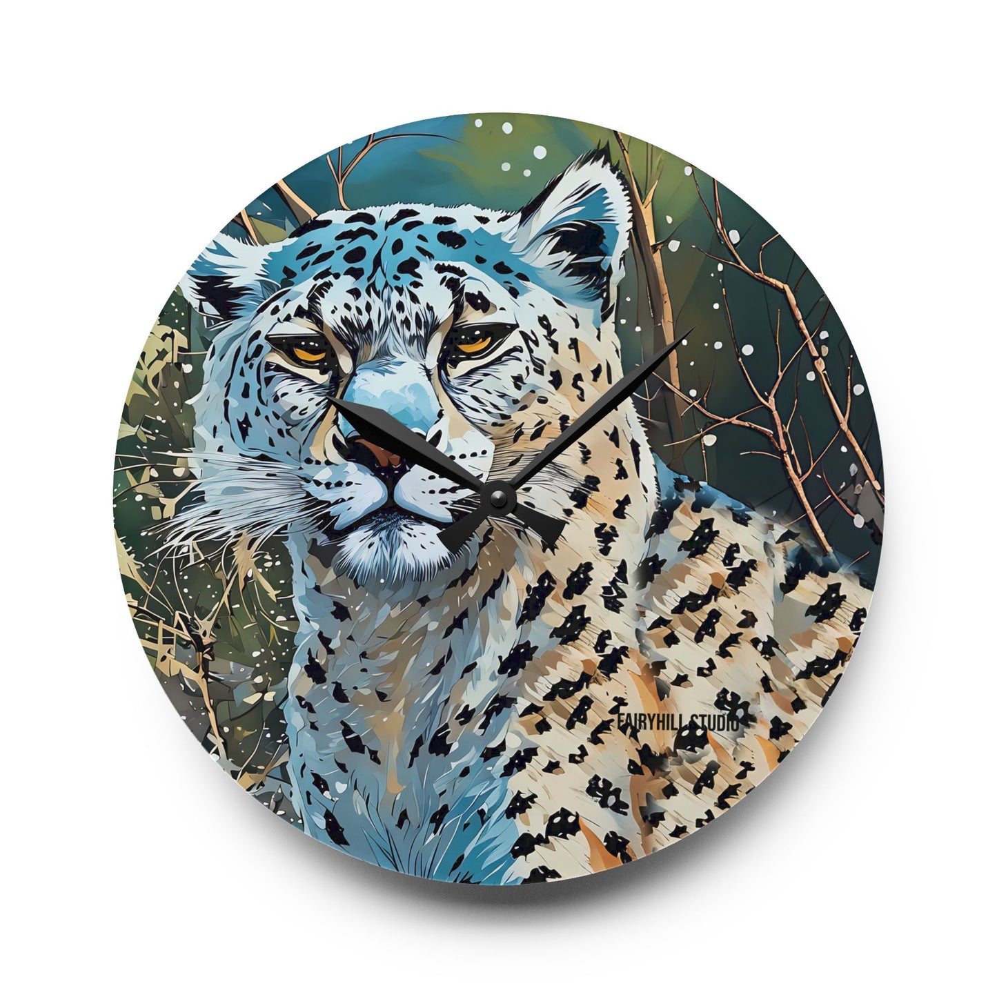 Acrylic Wall Clock Snow Tiger Paradise/Art
