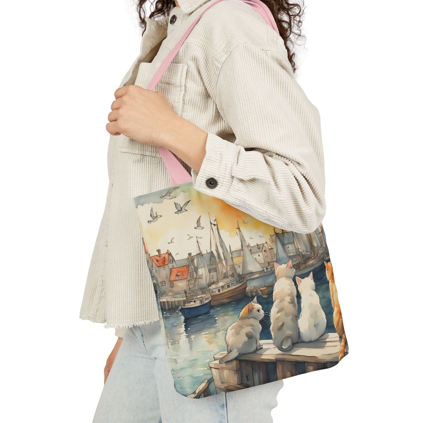 Cats And The City  FairyHill Studio Red phone- Canvas Tote Bag - Perfect for Beach Days, Eco-Friendly Shopping, and Summer Fun!