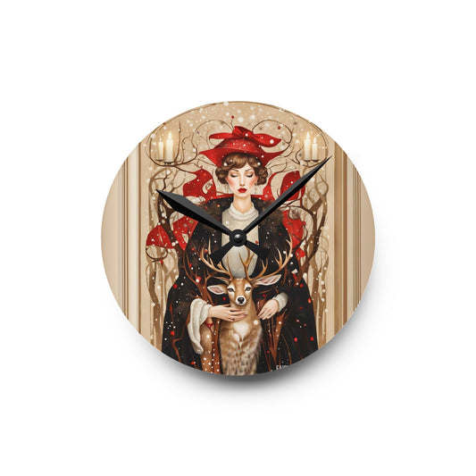 Acrylic Wall Clock - Winter Deer