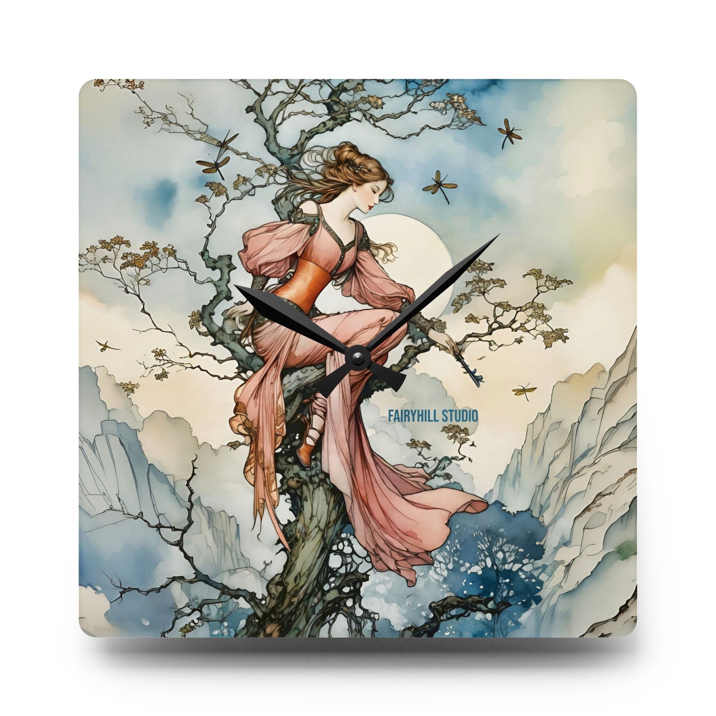Acrylic Wall Clock - Fairy Princess and The Tree