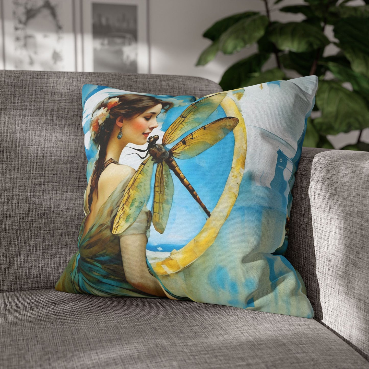 Elegant Dragonfly Art Pillowcase | Decorative Cushion Cover, Home Decor, Gift Idea, Bohemian Style, Christmas Decoration