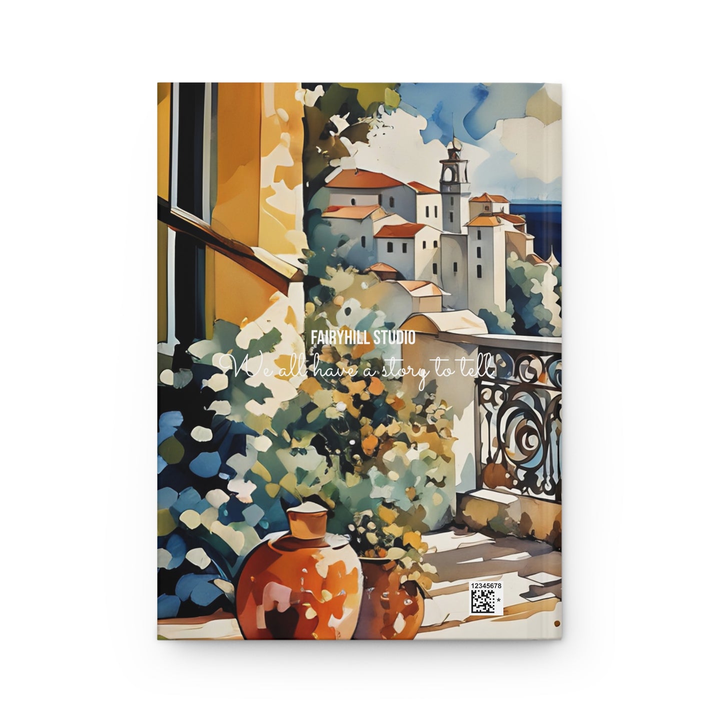 Matte Journal with Mediterranean Balcony Watercolor Art