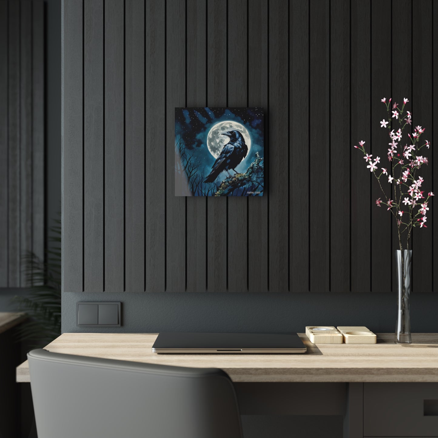 Raven in the Moonlight  Inspirational  Art Acrylic Print - Embrace Your Fairy Muse