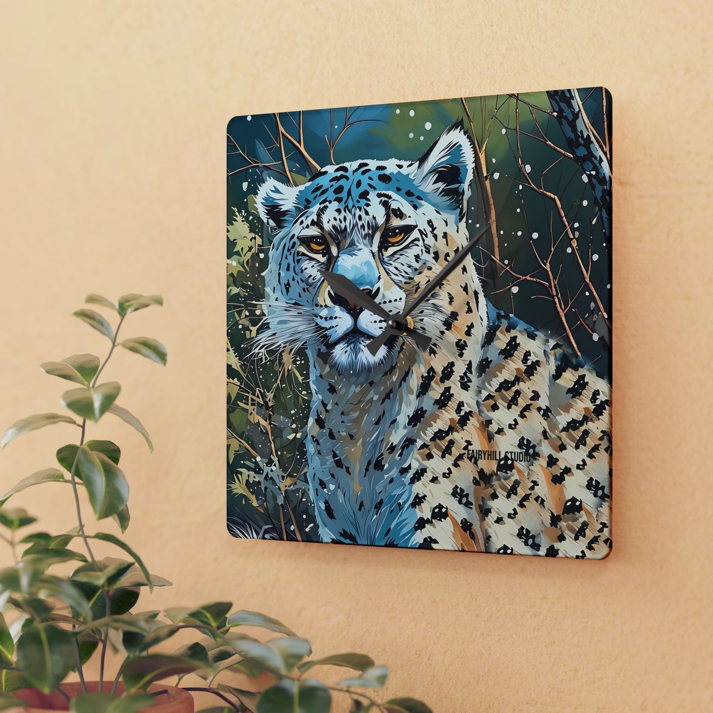 Acrylic Wall Clock Snow Tiger Paradise/Art