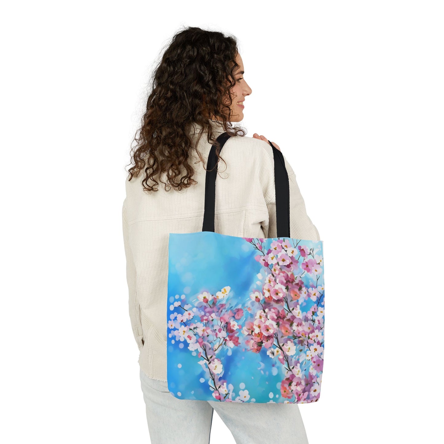 Colorful FairyHill Studio Sakura flowers Canvas Tote Bag - Perfect for Beach Days, Eco-Friendly Shopping, and Summer Fun!