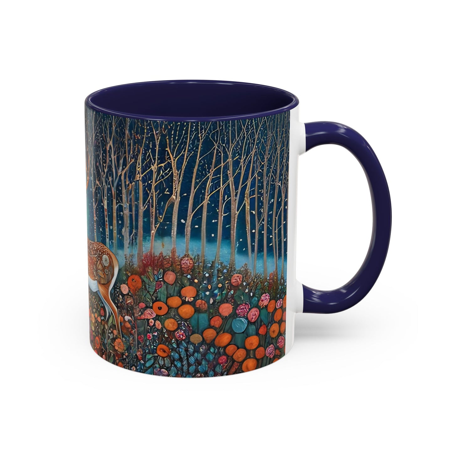 Mug - Boho Winter Deer in Snow Red Coffee Mug for the Holidays