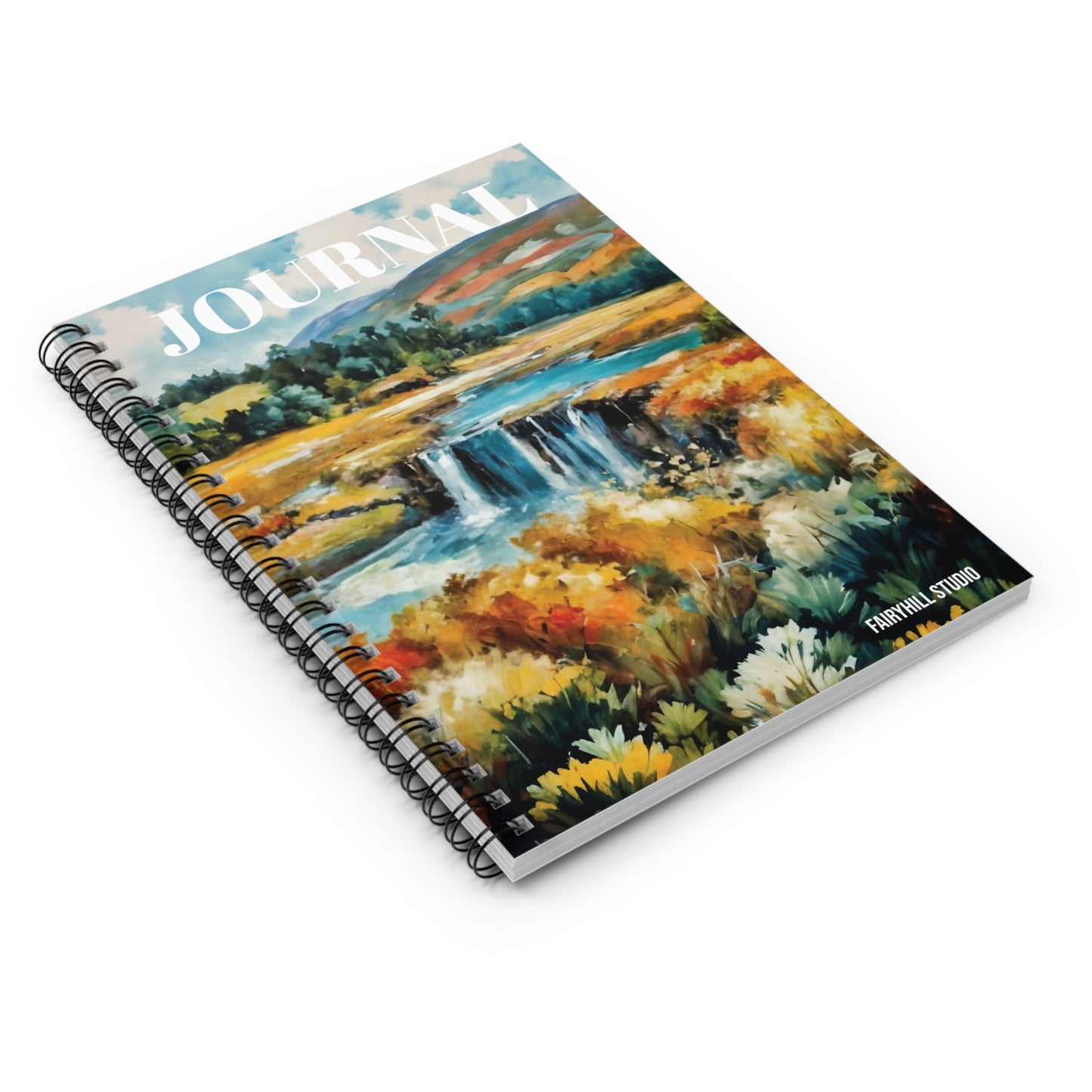 Spiral Notebook - Village by the Pond Watercolor Art