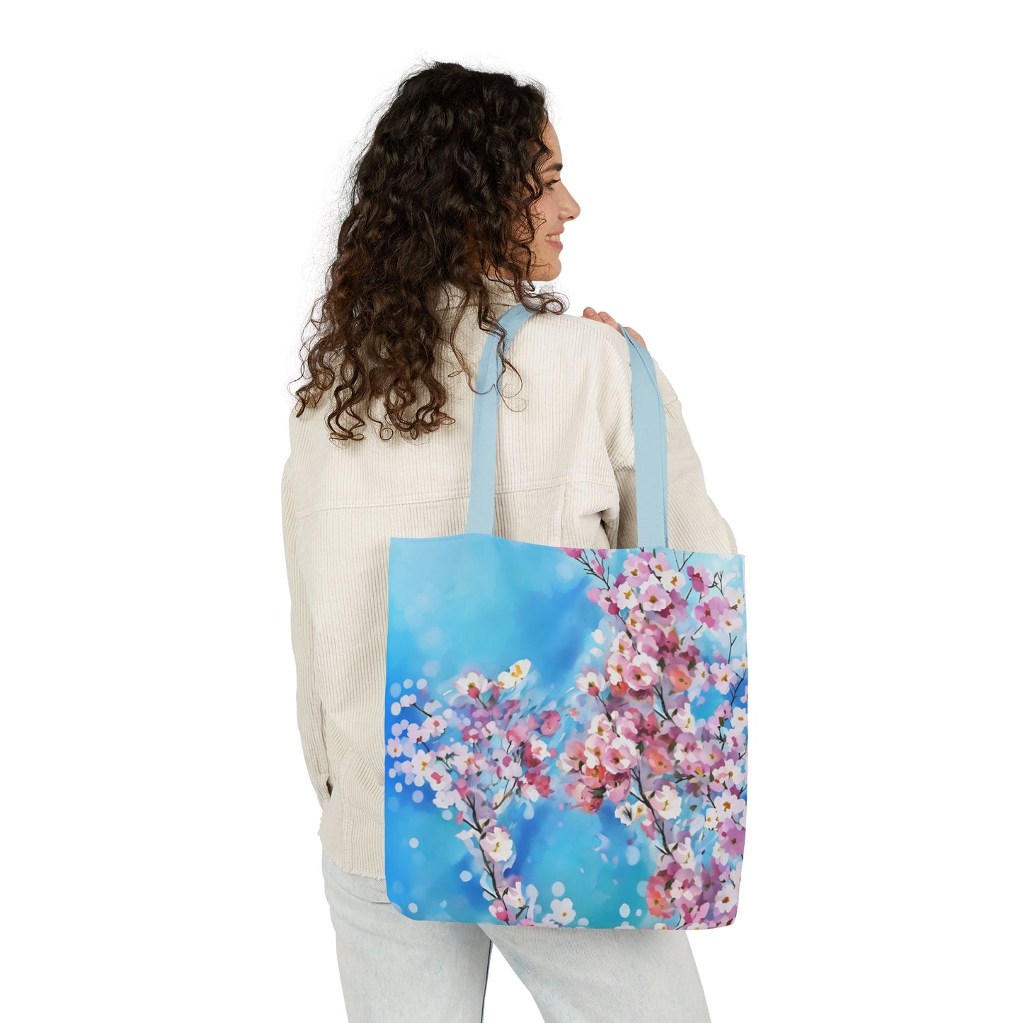 Colorful FairyHill Studio Sakura flowers Canvas Tote Bag - Perfect for Beach Days, Eco-Friendly Shopping, and Summer Fun!