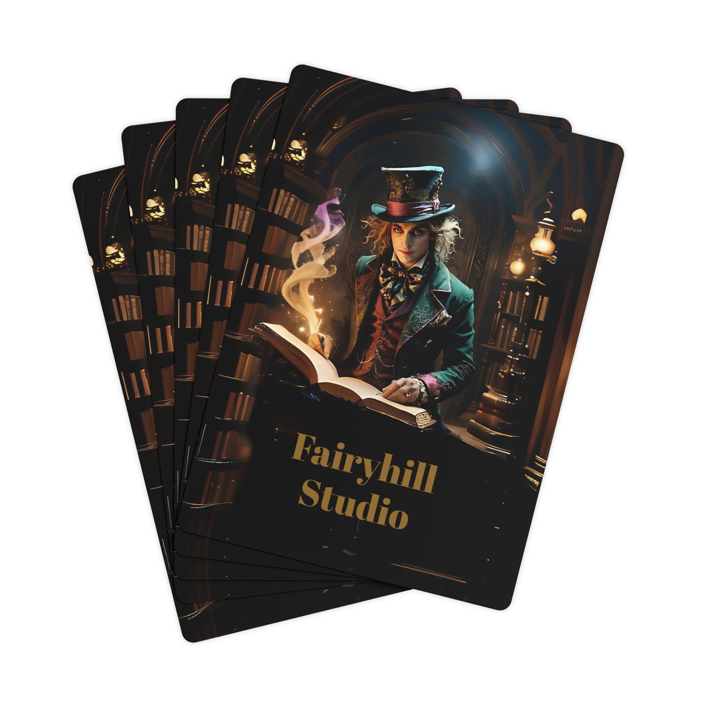 Playing Cards - Magical Themed Mad Hatter Art by Fairyhill Studio