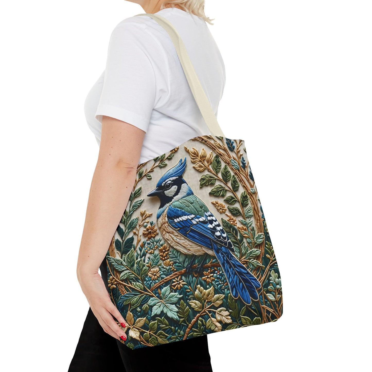 Designer Tote Bag - Blue Jay Bird William Morris Inspired | Eco-Friendly Shopping Bag