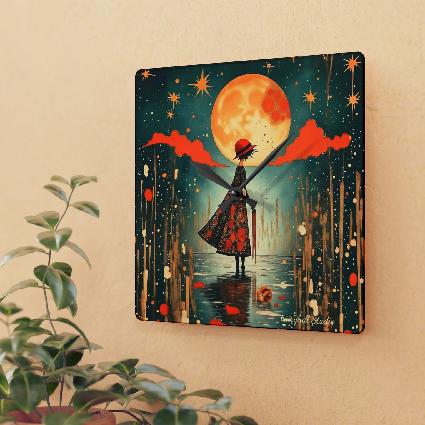 Autumn Rain - by Fairyhill Studio  Wall clock  Gift   Acrylic Wall Clock