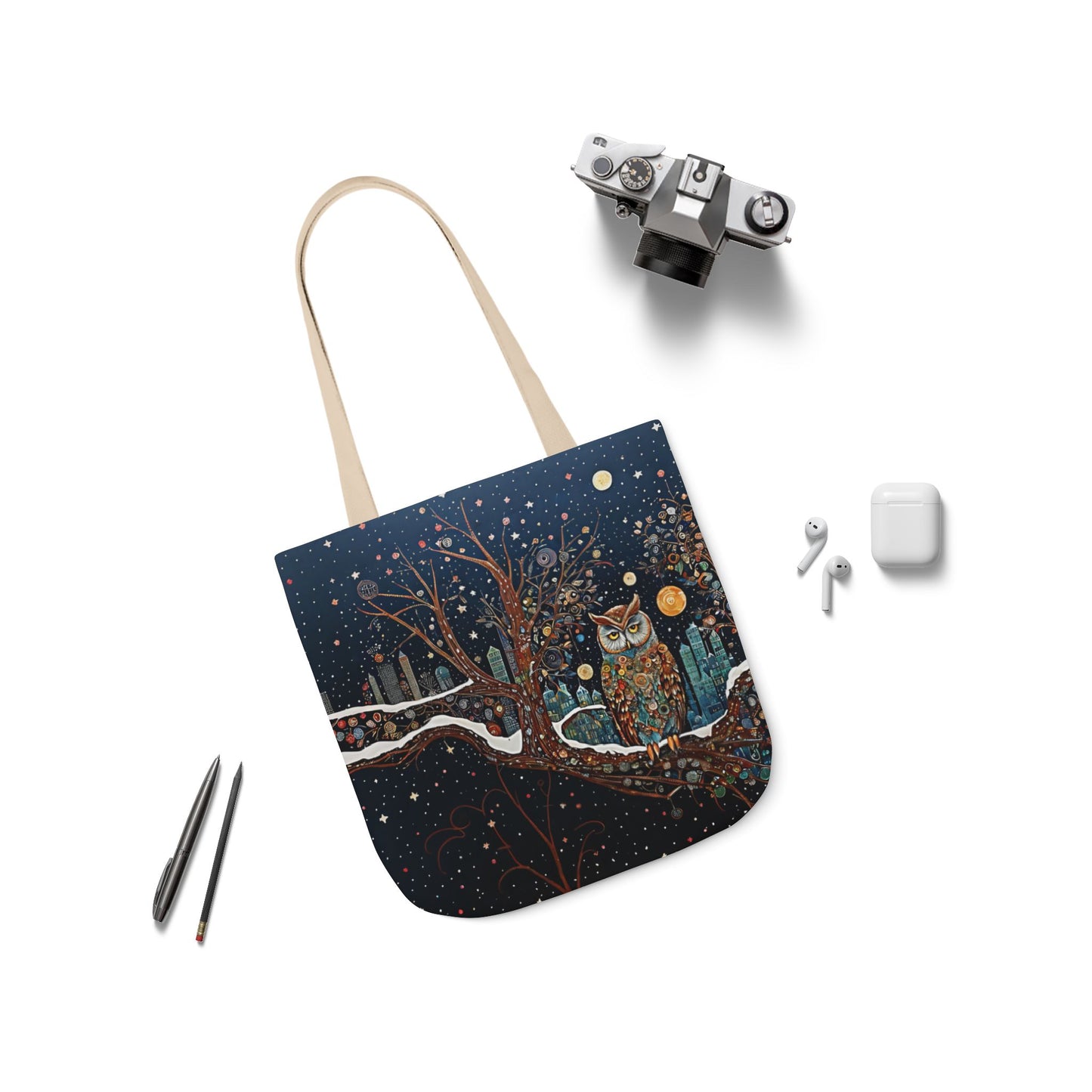 Colorful  night Owl -Inspired Canvas Tote Bag - Perfect for Beach Days, Eco-Friendly Shopping, and Summer Fun!