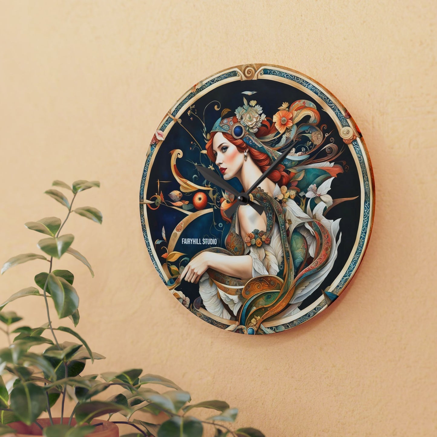 Sagittarius Acrylic Wall Clock - Horoscope/Art Featuring Archer Girl
