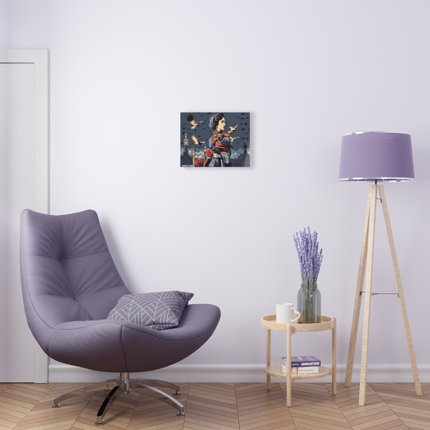 Art Acrylic Prints - Vintage Model with Crows In London