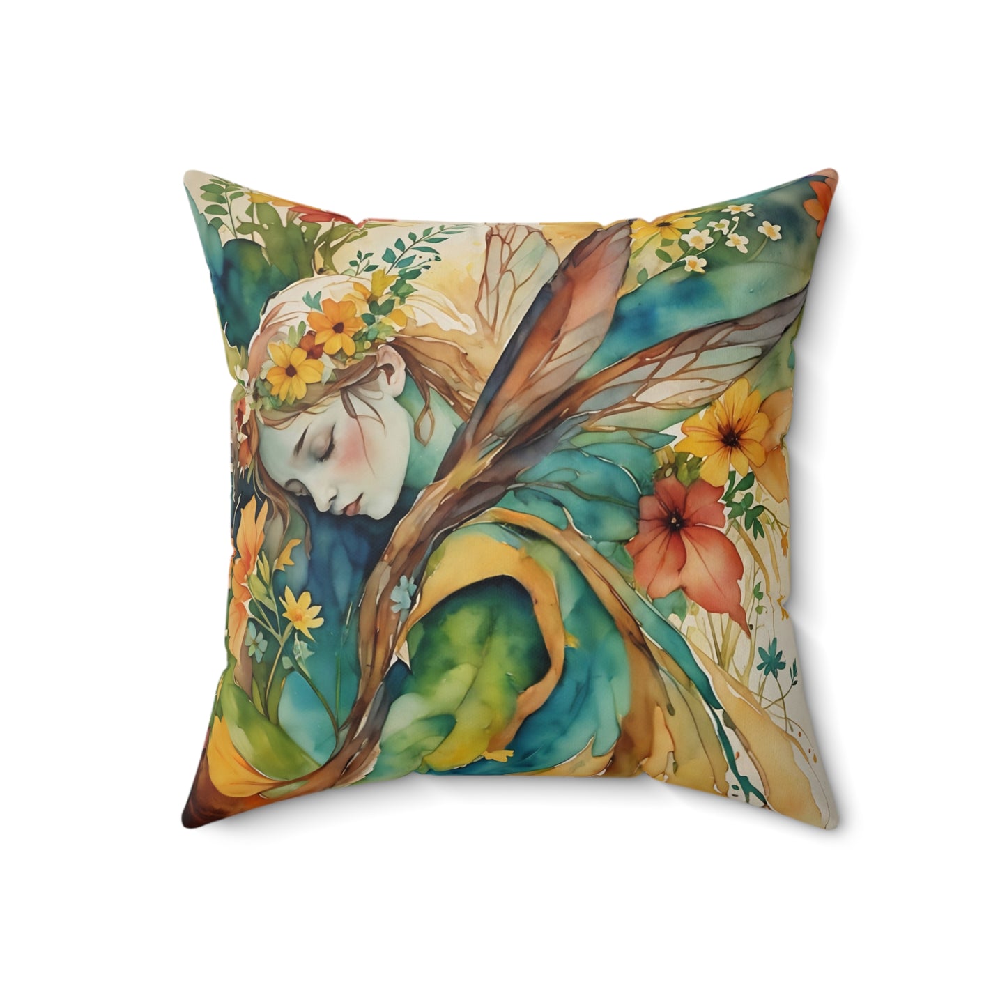 Square Pillow - Forest Angel/Fairy  Pillow Art by Fairyhill Studio